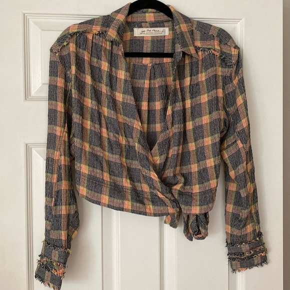 Free People Running Wild Plaid Wrap Top - Picture 4 of 7